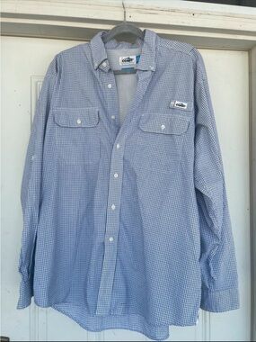 Costa Men’s Light Blue Micro-Check Button-Down Shirt